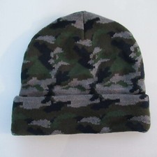 Children's Gray Camouflage Cuffed Beanie Winter Ski Hat Boys Size S - 4-7 Years