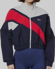 Reebok Womens Blue Color-blocked Track Jacket Pants 2 Piece Outfit Set Size M