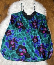 Vtg California Miss Large Satin Floral Sleeveless Nightie Nightgown Chemise USA