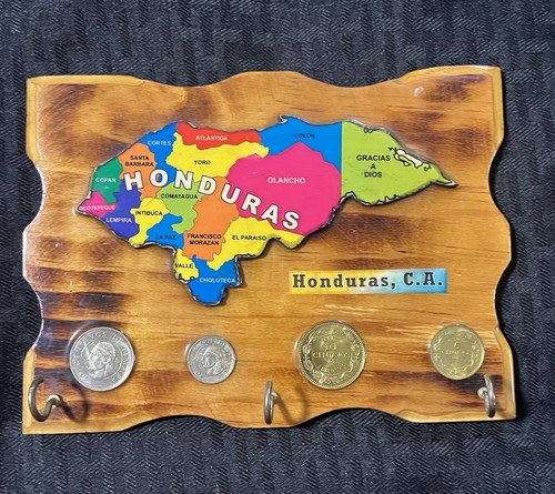 Honduras Key Hanger with Country Map & Coins 
