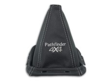 FÜR NISSAN PATHFINDER R51 SCHALTMANSCHETTE SCHALTSACK STICKEREI NAHT GRAU RAHMEN