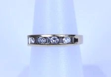 Beautiful 14K YG Round & Baguette 0.79ctw I1/I Diamond Band Size 7- 13623