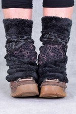 WOOLEN LEG WARMERS Fleece Lined Hippy Pixie Festival Psytrance Party Wooly Cosy