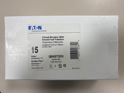 Nuovo in scatola - Eaton Cutler Hammer QBHGFT2015 15 AMP 2P 22KAIC RATED GFI - Foto 5 di 5