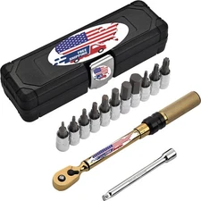 Bike Tool 1/4 Inch Drive Click Torque Wrench Set (2 to 20 Nm), Hex/Torx Bit Sock