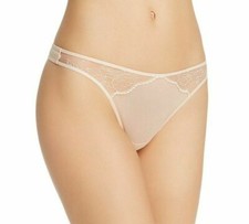 Natori ETHEREAL Cameo Rose Warm White Stretch Nylon Embroidered Mesh Thong - M