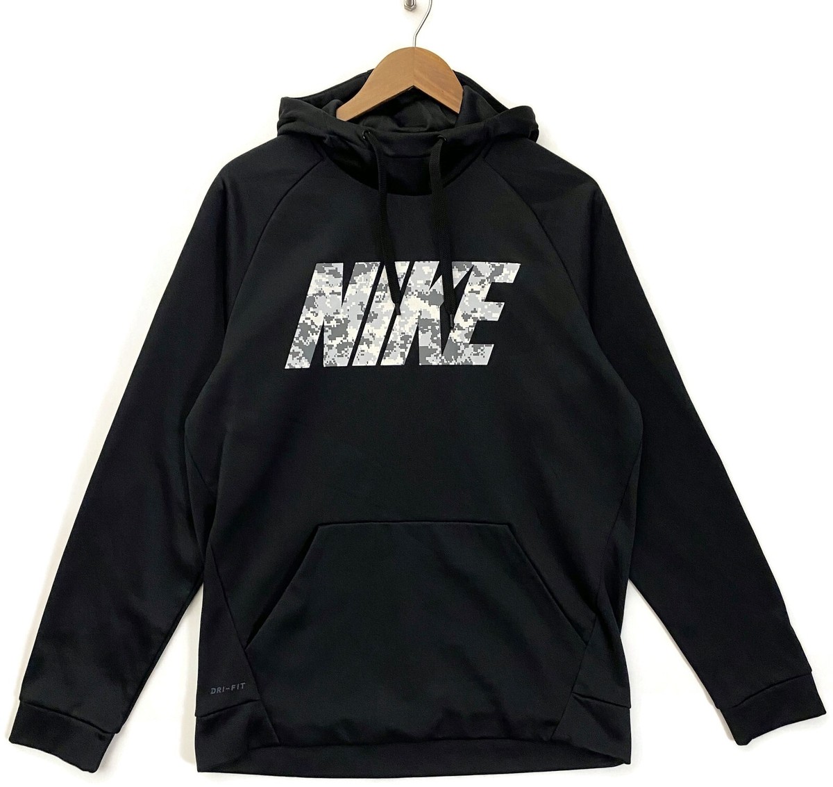 Nike ThermaFit Dri-Fit Camo Hoodie Men Medium Training Hooded Sweatshirt M  Black