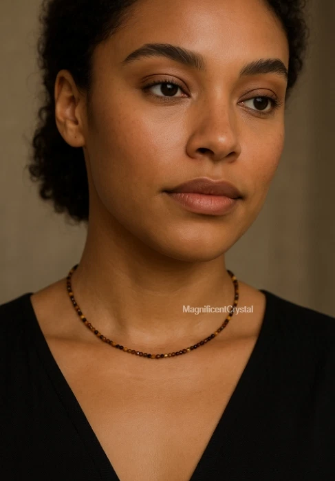 Gargantilla De Colección Delicada Ojo de Tigre Piedra Dorada Cuentas Mujeres Collar Regalos de Curación Foto 3 de 4