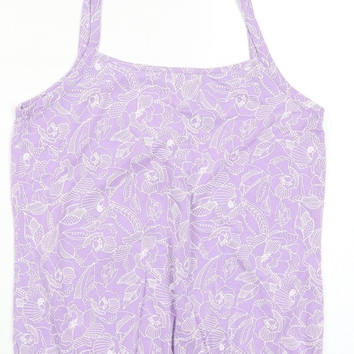 Bonmarché Womens Purple Floral Cotton Blend Tank Size 10 Embroide - Picture 4 of 10