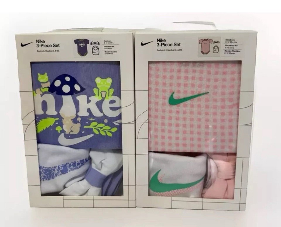 Nike Bebé Conjunto de 3 Piezas con Body, Sombrero y Babero Unisex Recién Nacido 0-6M