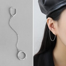 Ohrring mit Kette Creole & Ohrklemme Sterling Silber 925 Damen