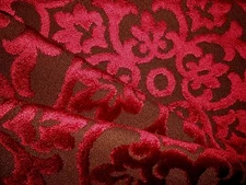 Robert Allen CLASSY MOTIF in Ruby upholstery cut velvet fabric medallions 4Y new