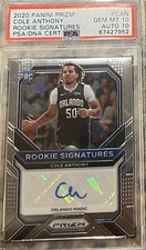 2020-21 Panini Prizm Cole Anthony Rookie Signatures PSA 10 GEM MINT Auto 10 pop3