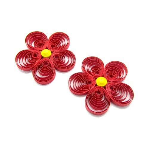 2 FLEURS en papier Quilling Fait main _ 3,5cm CHOIX COULEUR _ Scrap carterie em - Picture 3 of 27