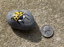 Hand Painted Mini Ladybug Rock Glazed Acrylic Decorative Gift Yellow
