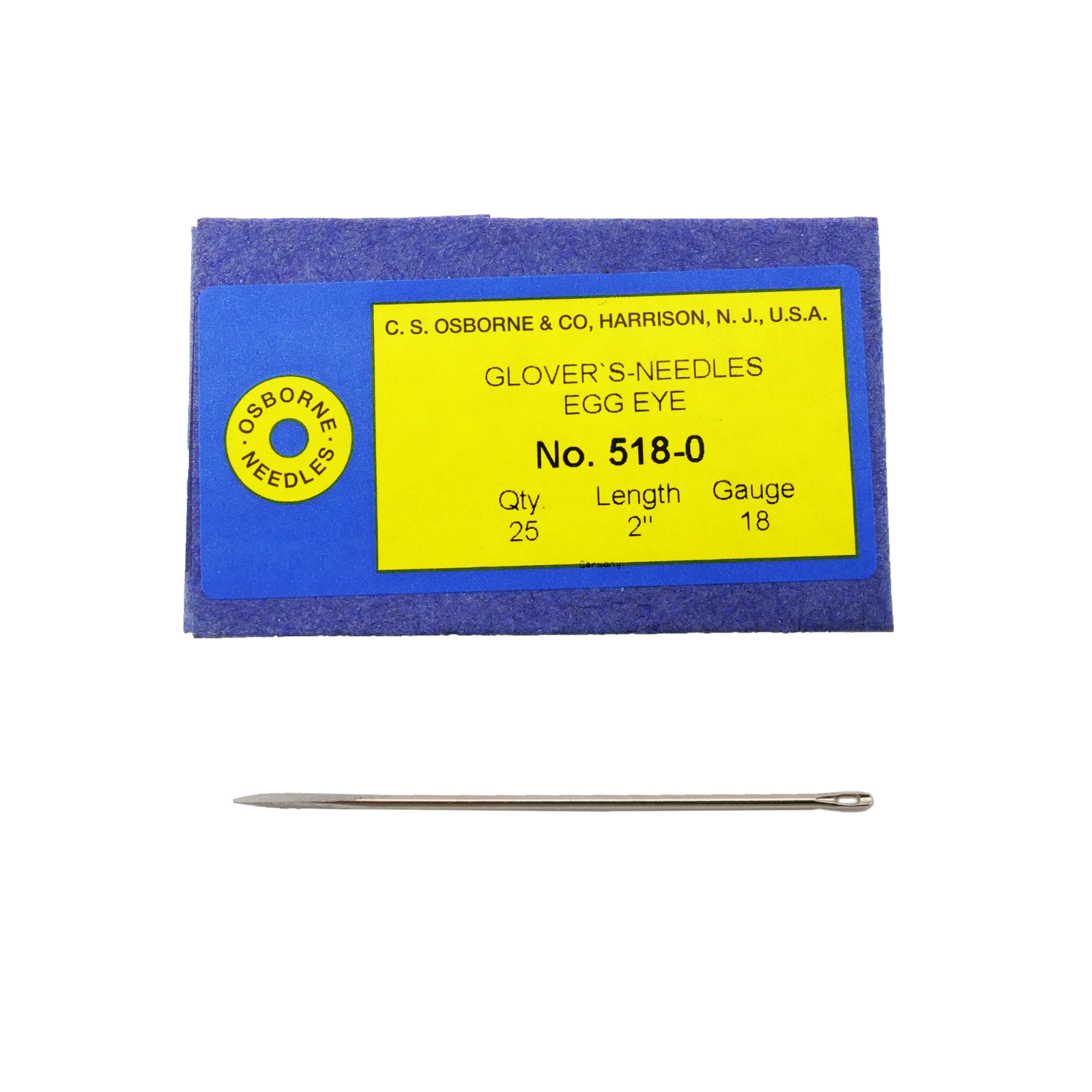 C.S. Osborne 25-Pack Glovers Needles Size 0 Made in USA 518-0