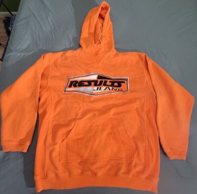 Rare Deadstock Vintage RESULT jeans HOODİE PULLOVER SWEATSHİRT Size L Orange