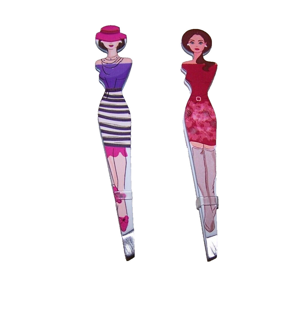LOT OF 2 LADY TWEEZERS BY BEAUTY SECRETS  SLANTED TIP