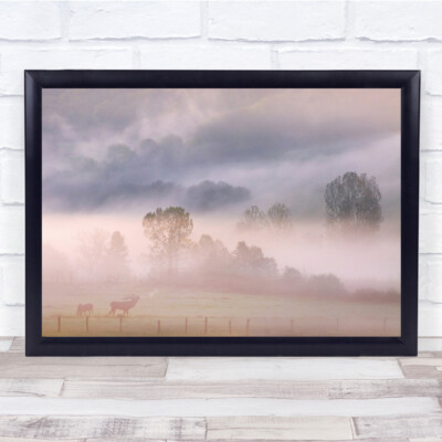 Herbst Herbst Hirsch Ruf Ruf Schrei Zaun Landschaft Landschaft Wandbild Kunstdruck