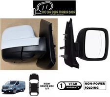 Fits Renault Trafic 2021-2024 Right Complete Electric Mirror Unit White Genuine
