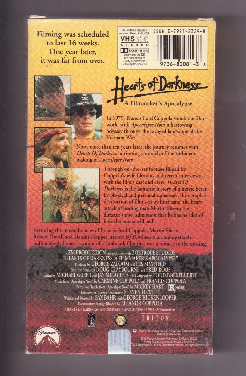 HEARTS OF DARKNESS: A Filmaker's Apocalyse (1992) VHS ~Making of