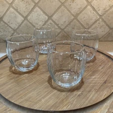 4 Vintage Crisa Clear Glass Low Ball Rocks Tumbler 13 Ounces HAND BLOWN