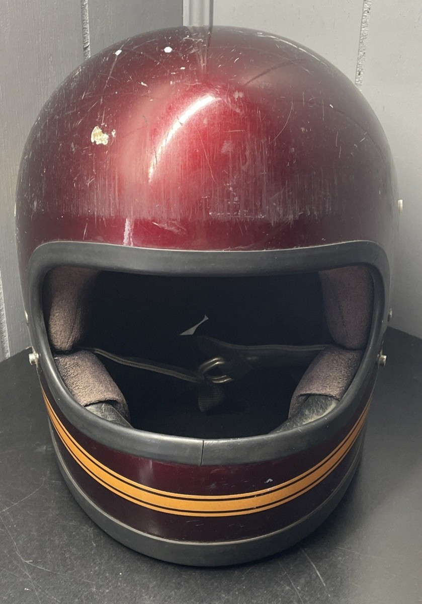 Vintage 1975 Shoei Hondaline Hawk DOT 3-77 Maroon Motorcycle