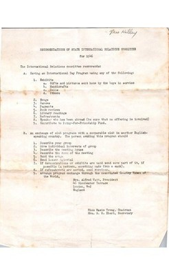 1946 State Intl Relations Committee Citizen Diplomacy Post WWII Program Document