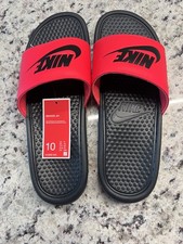 Nike Benassi JDI Just Do It Slides Sandals Slippers Red Black Size 10 343880-605