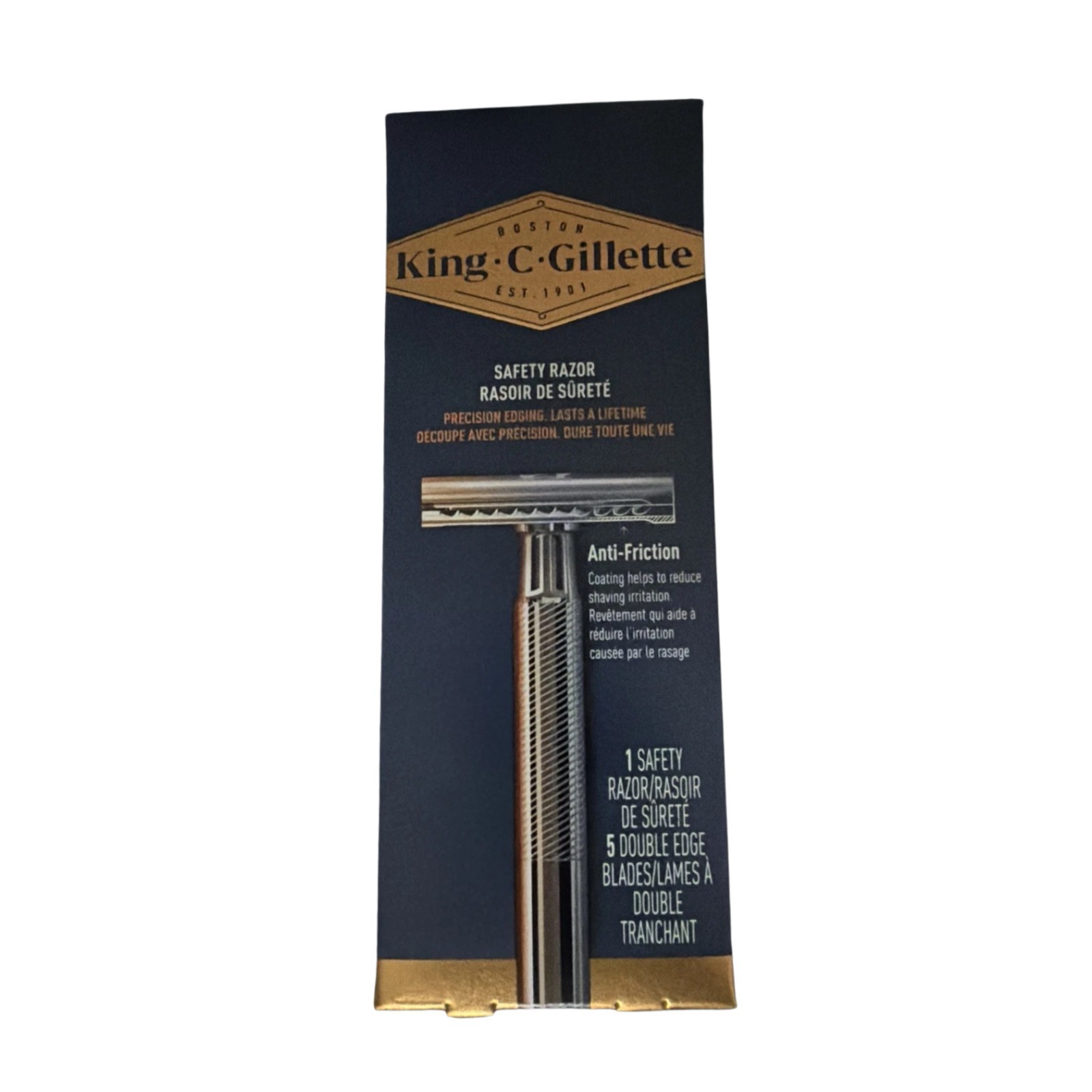 King C Gillette Chrome Plated Handle Double Edge Single Safe