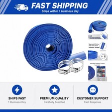 PVC HOSE 2" 50ft, Pool Backwash Hose, Heavy Duty Reinforced Blue PVC Lay Flat