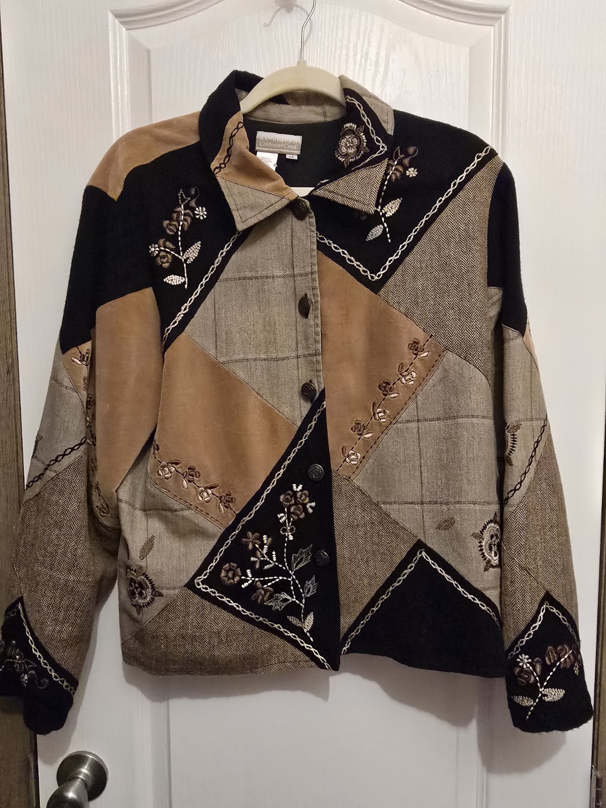Coldwater Creek Patchwork Jacket Embroidered Flor… - image 1