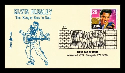 DR JIM STAMPS US CARD ELVIS PRESLEY ROCK & ROLL LEGENDS OF MUSIC FIRST DAY ISSUE