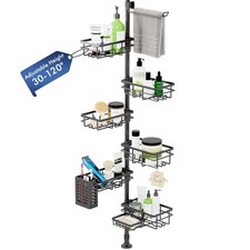 Shower Caddy Organizer Tension Pole, Rustproof 6-Pack Corner Shelf with 30-12...