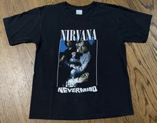 Vintage Nirvana Nevermind T-Shirt 1991 Short Sleeve Black All Sport Size Large
