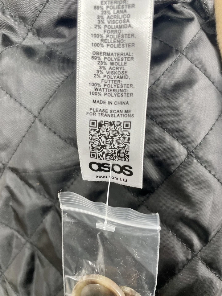 Abrigo acolchado forrado de mezcla de lana de doble botonadura tostado camel 5XL de ASOS para hombre Foto 3 de 4