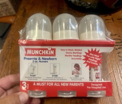 Munchkin 2 oz Preemie & Newborn Nursers clear baby bottles VTG Vintage 1997 RARE