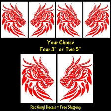 Dragon Pair Mirrored Red Vinyl Decals Car Windows Laptop Tumbler Tablet Mugs