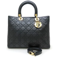 Christian Dior Handbag Lady Dior 2WAY Lambskin Black/352310