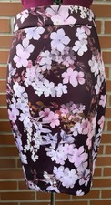 Ted Baker London Sz 2 Purple Floral Artsy Pencil Skirt Career Designer Luxury