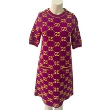 Gucci Wool GG Boucle Sweater Mini Dress Small Logo Monogram