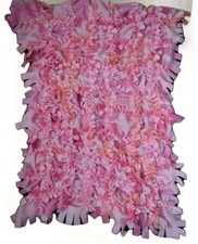 Pink and White Plaid Handmade Knotted Tie Pet Blanket