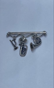 Sterling Silver 925 CFMW Musical Instrument Charm Brooch Tuba French Horn 9g