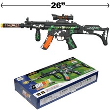 Rifle Gun Toy Machine Army, FX Sounds Lights, 26 Inches, Camouflage, New Box