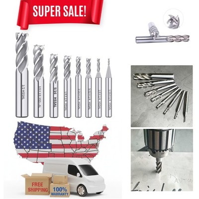 U-Shaped Groove High-Speed Steel End Mills - 4 Flute Set of 8 for Perfect Cuts