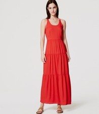 NWT Ann Taylor LOFT Orange tiered cross back Maxi Dress Size 4
