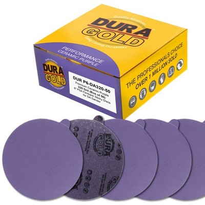 320 Grit 6'' PSA Ceramic Sanding Discs, Box of 50 - Self Adhesive Sandpaper
