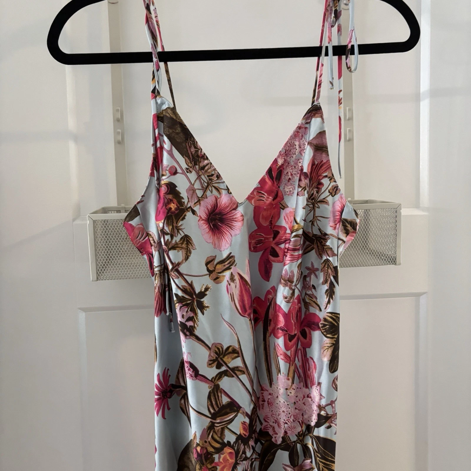 UNDERCOVER Abito midi Victoria Secret donna XS slip raso blu rosa floreale us intime ottimeioni