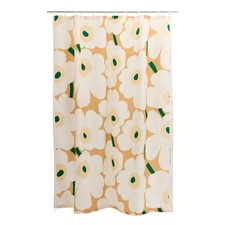Unikko shower curtain, sand - off-white - hay - emerald-Marimekko 150124
