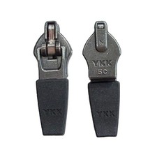 2pcs YKK 5 Antique Silver Semi-Automatic Lock Black Rubber Pull Coil Zipper